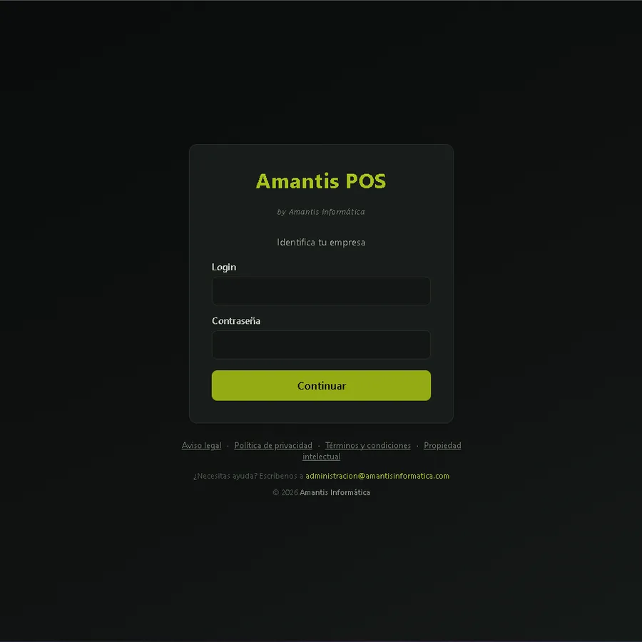 Inicio de sesión Amantis POS